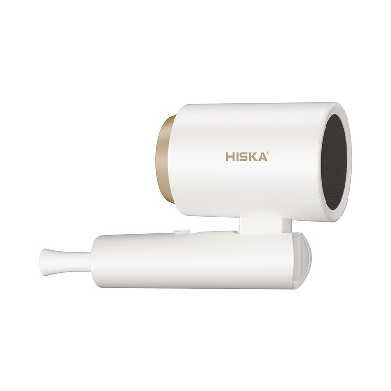 سشوار مسافرتی هیسکا مدل HK-5265-N با توان 1600 وات، موتور DC، تنظیم دما در 3 حالت، تنظیم سرعت در 2 حالت، طراحی تاشو، فیلتر جداشونده و کابل 2 متری
