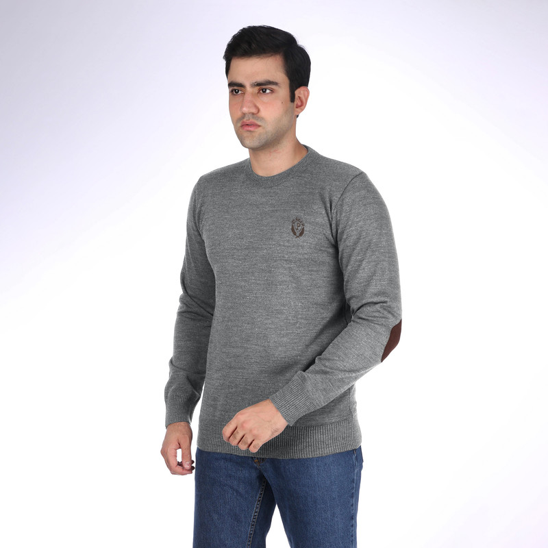 پلیور مردانه تریکو پاییزان مدل PR700 ملانژ رنگ طوسی