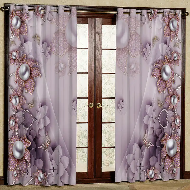 پرده مدل طرحدار مرواریدی مخمل پانچی کد 4070 سایز 200x140 سانتی متر