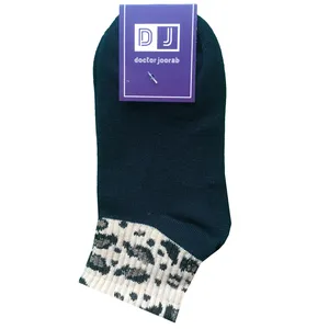 جوراب ساق کوتاه دخترانه دکتر جوراب مدل پنبه پلنگی رنگ سرمه ای