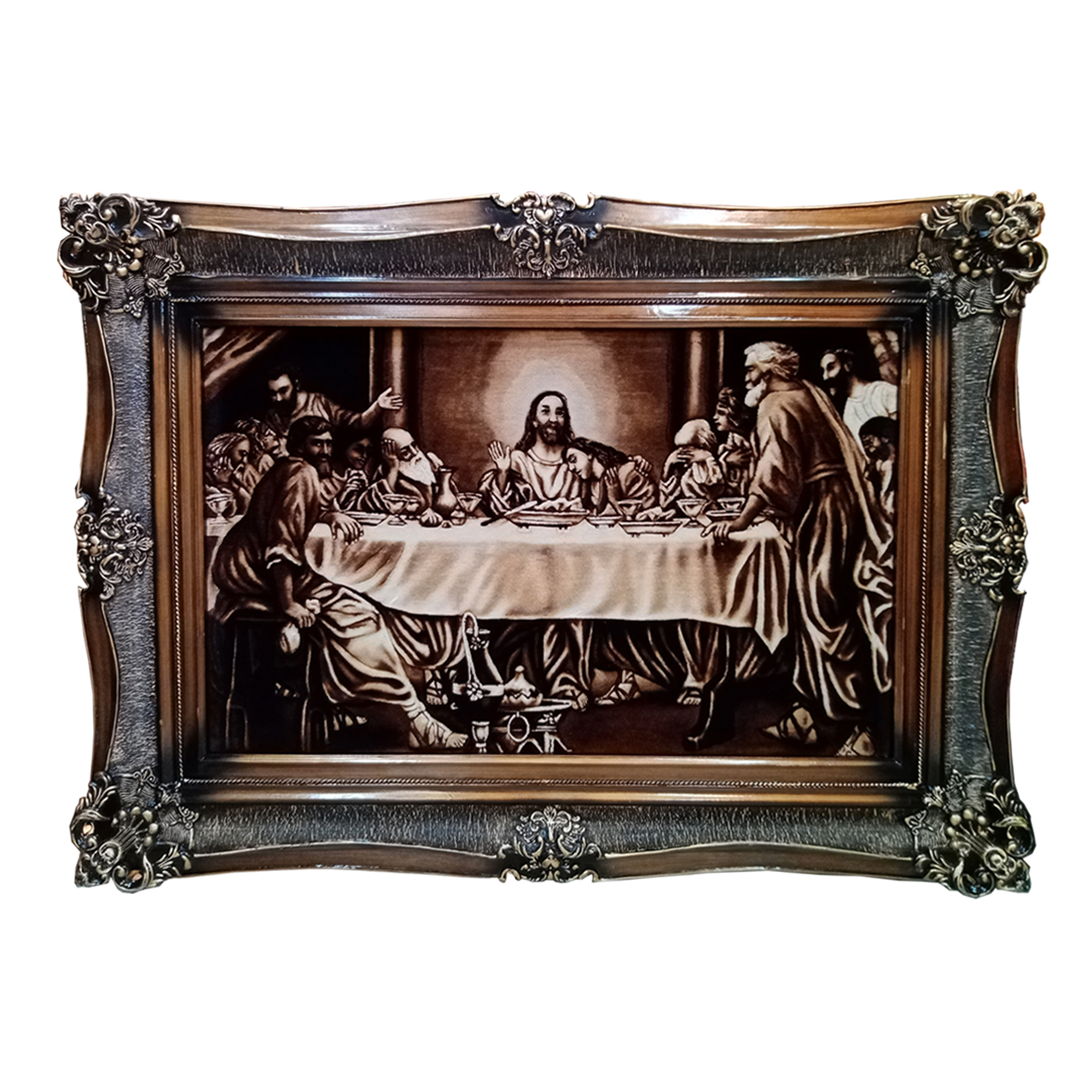 تابلو فرش دستباف مدل شام آخر حضرت عیسی کد YM.0275