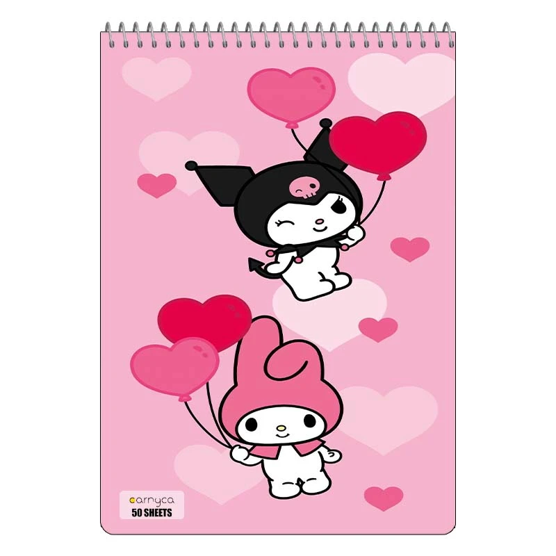 دفتر نقاشی 50 برگ سیمی کارنیکا طرح مای ملودی و کورومی My Melody & Kuromi کد 71713
