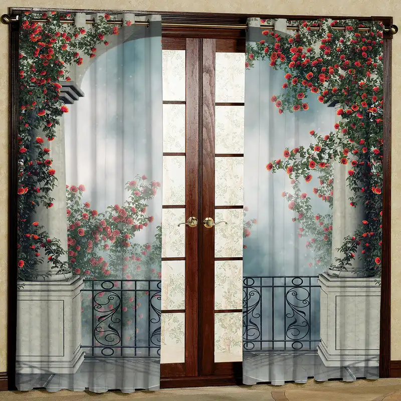 پرده مدل طاق گل مخمل پانچی کد 2470 سایز 200x140 سانتی متر