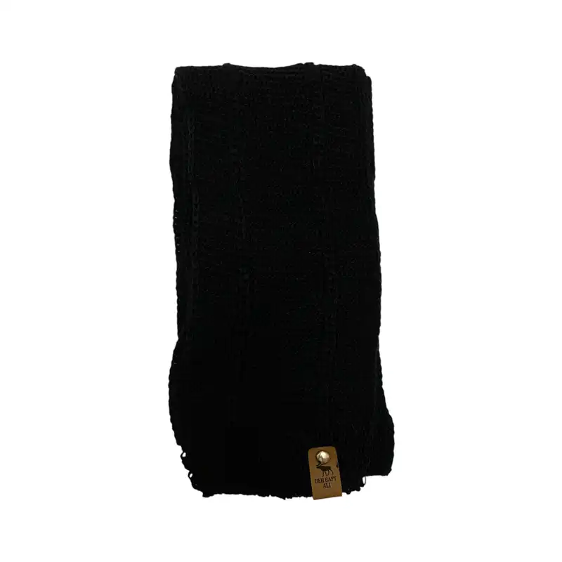 ست کلاه و شال گردن بافتنی بچگانه مدل داخل خز رنگ مشکی