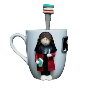 ماگ سرامیکی مدل دختر معلم کد 02010 به همراه قاشق