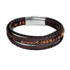 دستبند مردانه مدل پیترو چرم طبیعی کد 1530