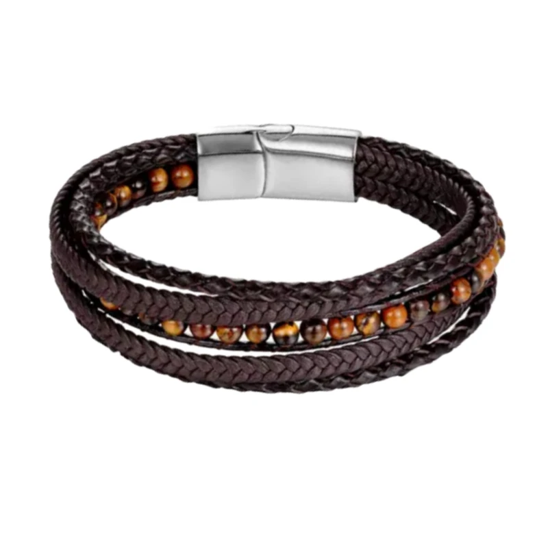 دستبند مردانه مدل پیترو چرم طبیعی کد 1530