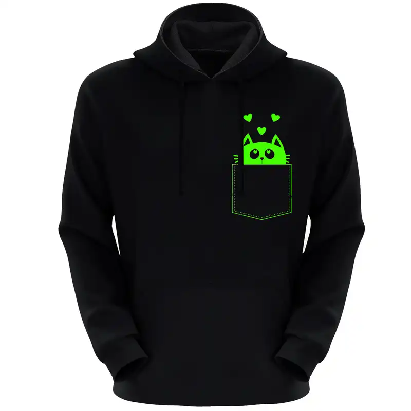 هودی زنانه مدل گربه ی جیبی E1587 رنگ مشکی