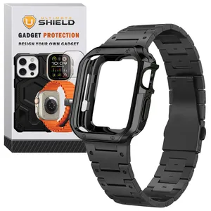 Ultimate Shield band model Santos Lux suitable for Apple watch 42/44mm Series 1/2/3/4/5/6/SE/SE2/SE3 with cover