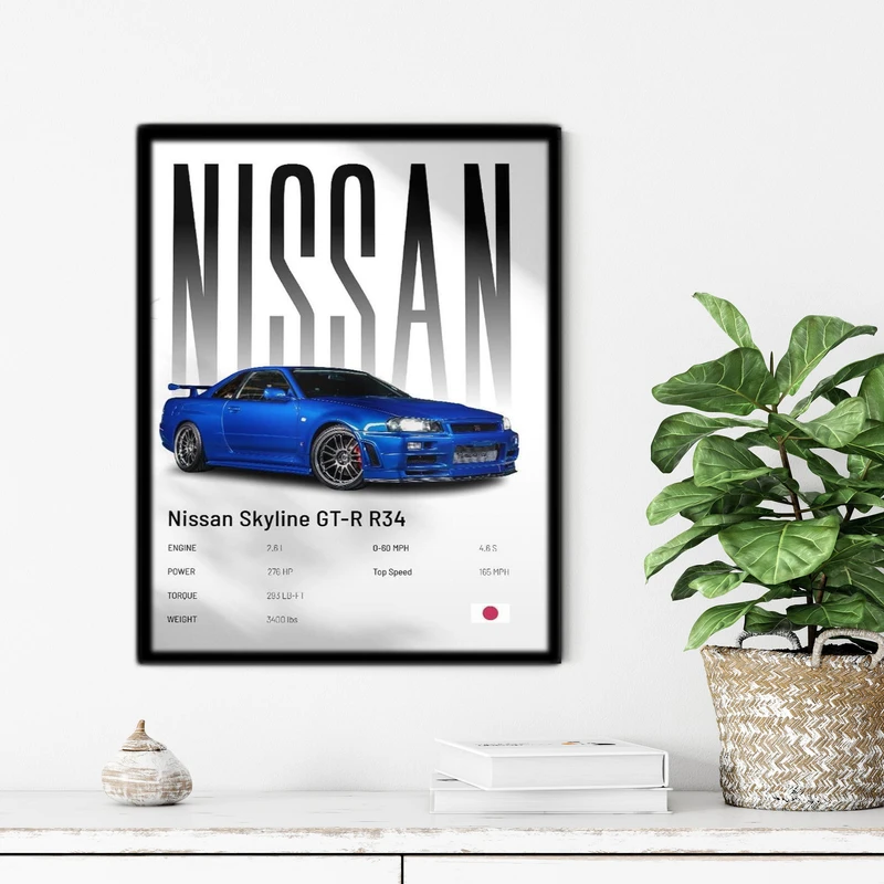 تابلو آتریسا طرح ماشین NISSAN مدل ATC86 فریم مشکی