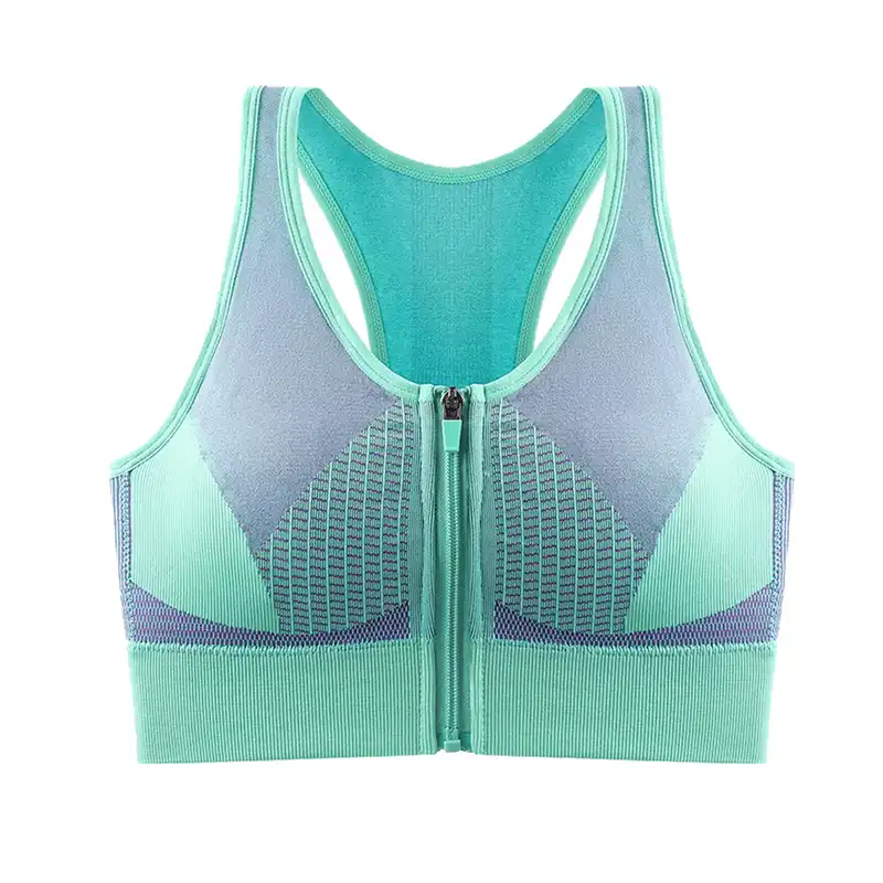 نیم تنه ورزشی زنانه مدل جلو زیپ دار رنگ سبز روشن