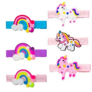 ست گیره مو دخترانه مدل اسب تک شاخ و رنگین کمان مجموعه 6 عددی