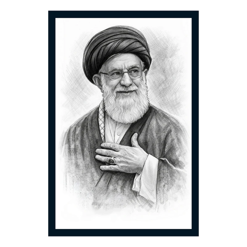 تابلو بکلیت طرح رهبر شهید آیت الله سید علی خامنه ای مدل B-S10605 فریم مشکی