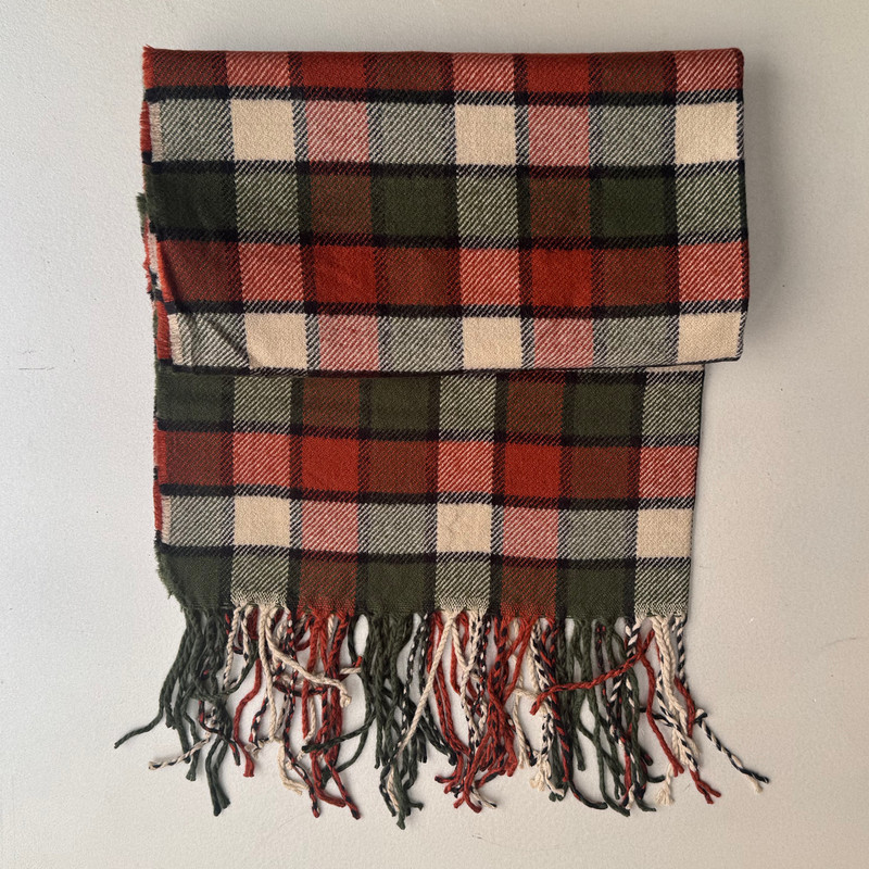 شال گردن زنانه مدل موهر چهارخانه مربعی ریز ریش ریشی کد 12