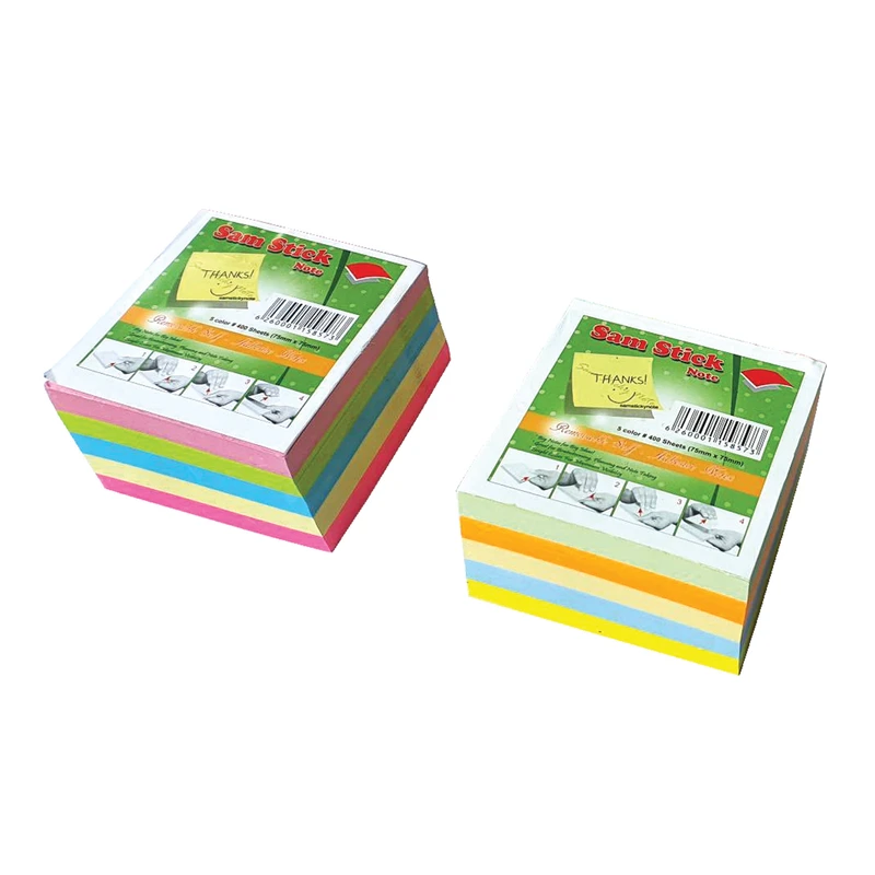 کاغذ یادداشت چسب دار سم مدل 400-2 رنگی سایز 7.5x7.5 سانتی متر بسته 2 عددی