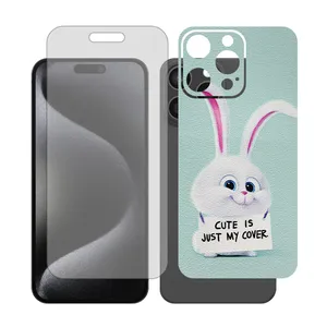 Glass Together model transparent screen protector suitable for Apple iPhone 15 Pro Max mobile phone with cover sticker on the back of the phone