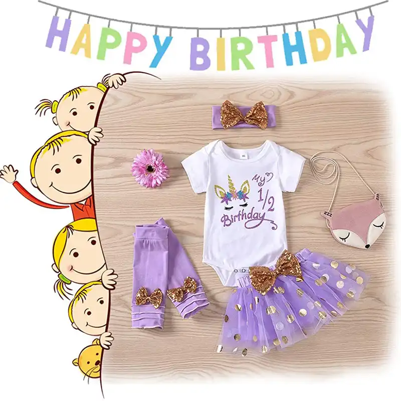 ست 4 تکه لباس نوزادی مدل یونیکورن توتو