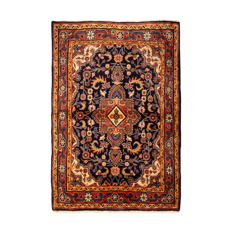 فرش دستبافت 0,75 متری طرح مهربان کد  45P326 زمینه سورمه ای