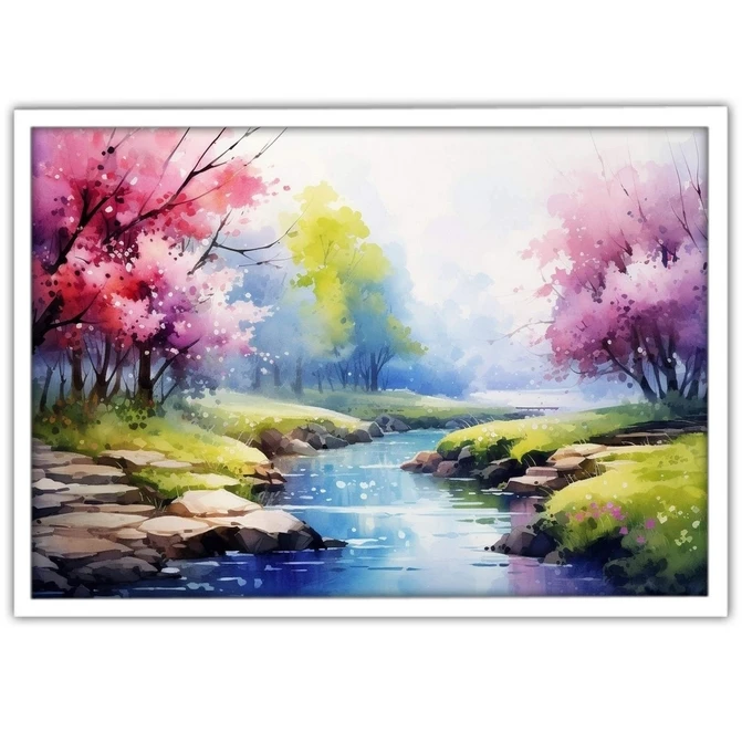 تابلو نوری بکلیت طرح منظره طبیعت و رودخانه مدل W-MID-17550