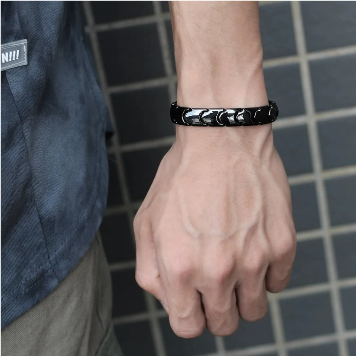 دستبند مردانه مغناطیسی مدل tungsten کد s24 دستبند مردانه مغناطیسی مدل tungsten کد s24