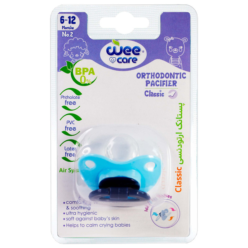 پستانک ارتودنسی وی کر مدل دسته دار کلاسیک مات سایز 6-12 ماه کد p119