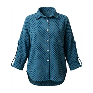 مانتو شومیزی زنانه مدل دریا طرح آستین پاگن