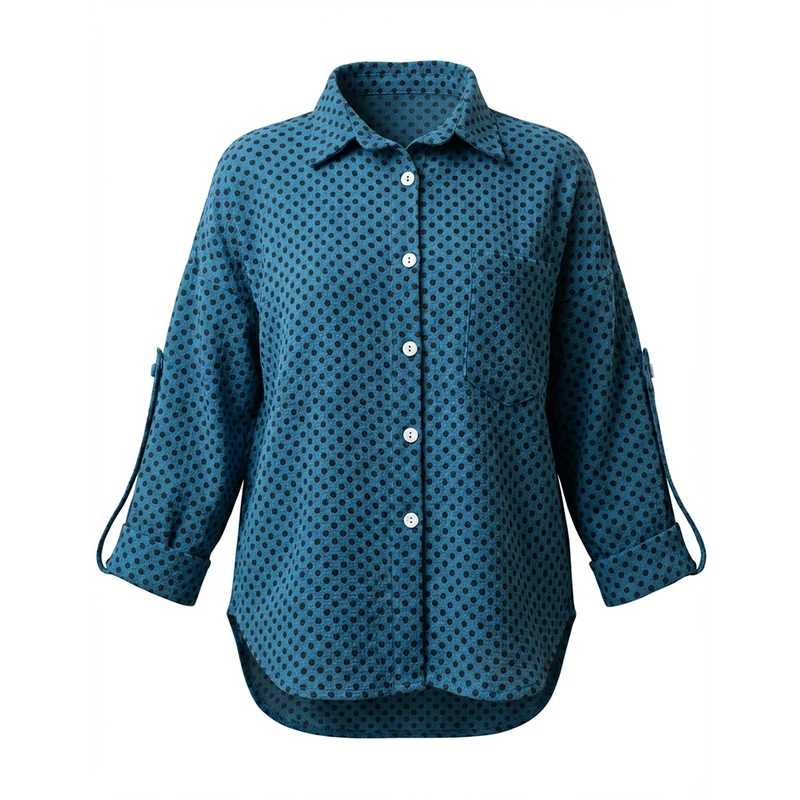 مانتو شومیزی زنانه مدل دریا طرح آستین پاگن