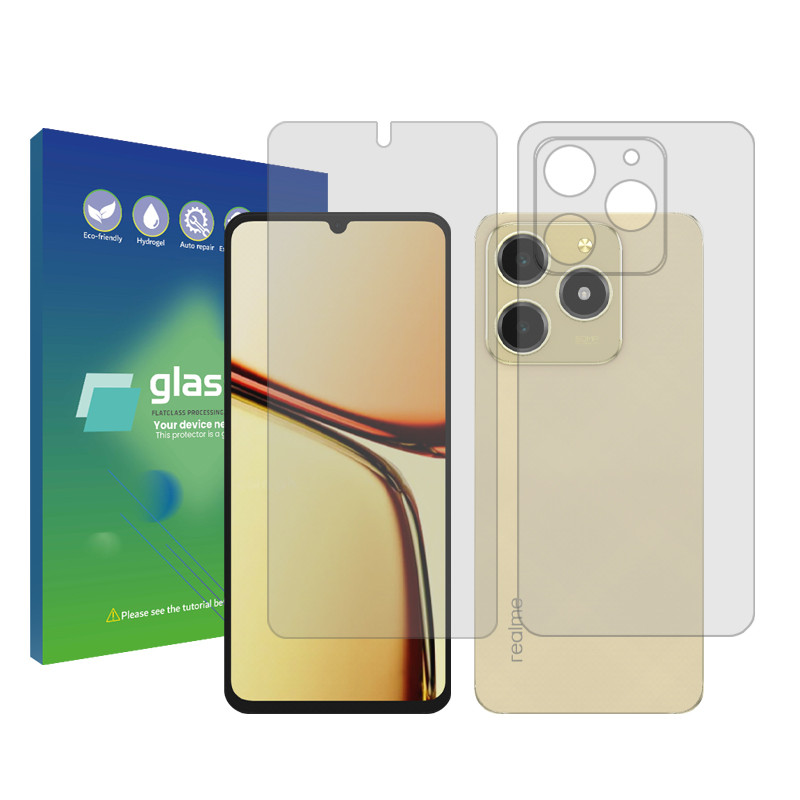 محافظ صفحه نمایش شفاف گلس پرو مدل Resistant‌ مناسب برای گوشی موبایل ریلمی C61  به همراه محافظ پشت گوشی