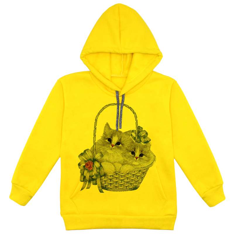 هودی دخترانه مدل سبدگربه F81 رنگ زرد
