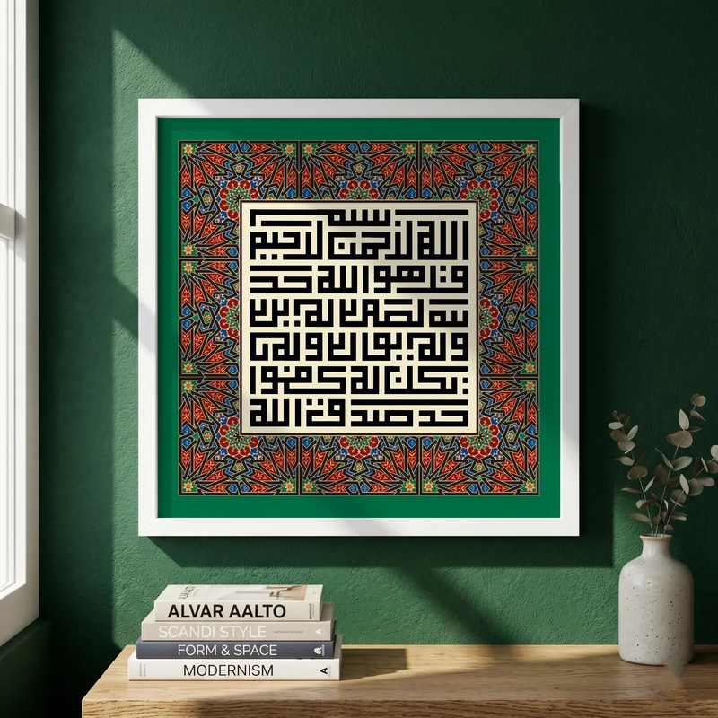 تابلو طرح سوره توحید مدل G14254 فریم سفید