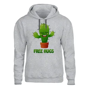 هودی مردانه مدل free hug کد J209 رنگ طوسی