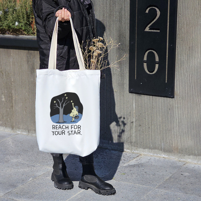 ساک خرید پارچه ای خندالو طرح Reach For Your Star مدل توت بگ کد 6675