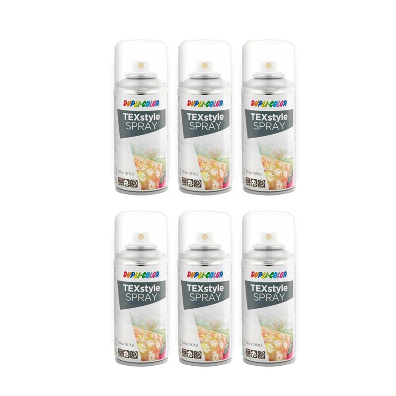 اسپری رنگ پارچه نقره ای دوپلی کالر مدل TEXstyle حجم 150میلی لیتر مجموعه 6 عددی