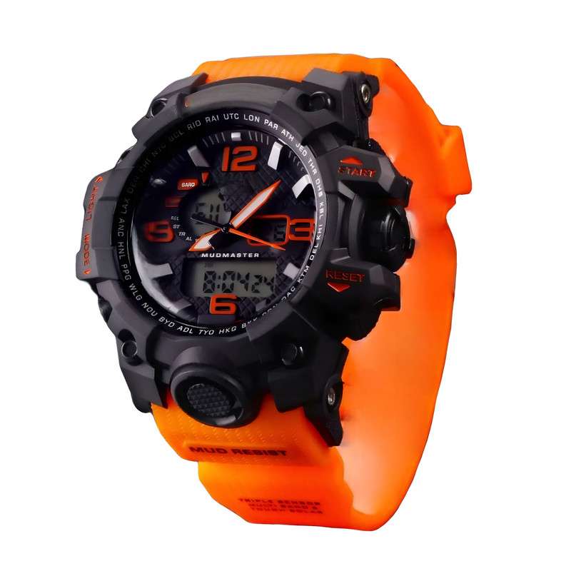 ساعت  مچی عقربه ای پسرانه مدل دو زمانه کورنومتر دار