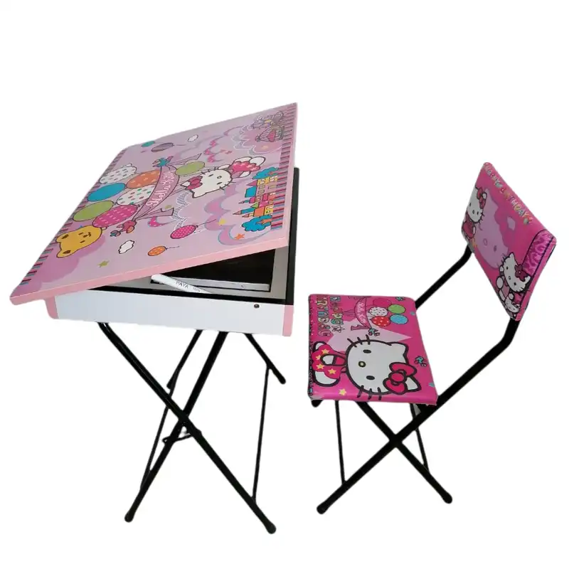 میز تحریر و صندلی مدل باکسدار تاشو طرح کیتی