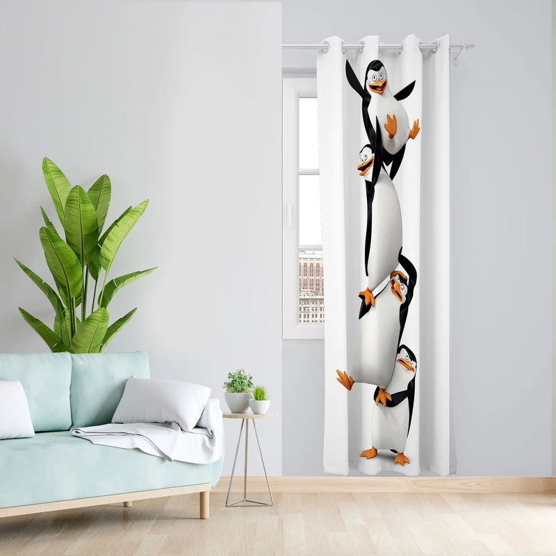 پرده مدل پنگوئن مخمل پانچی کد 924 سایز 140x280 سانتی متر