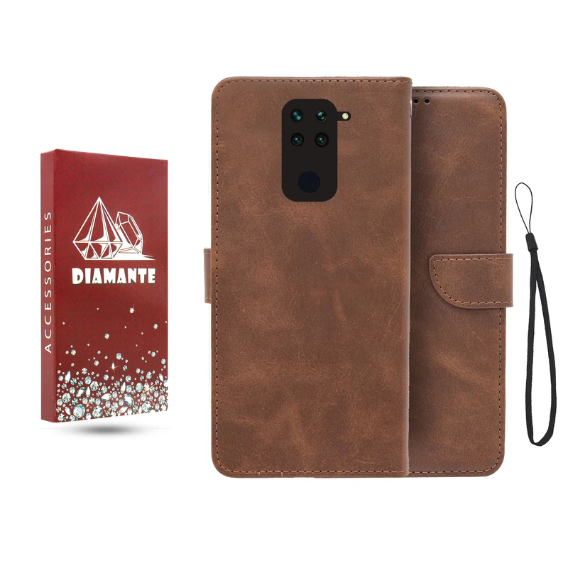 کیف کلاسوری دیامانته مدل جاکارتی مناسب برای گوشی موبایل شیائومی Redmi Note 9 به همراه بند آویز