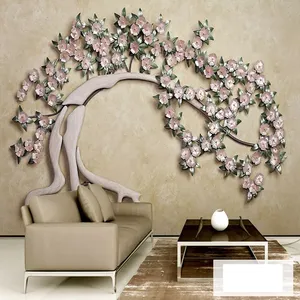 پوستر دیواری سه بعدی مدل درخت شکوفه صورتی DVRF1275