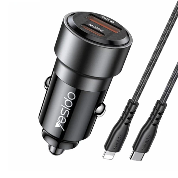 شارژر فندکی 60 وات یسیدو مدل Y54 به همراه کابل تبدیل لایتنینگ