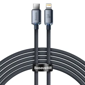 کابل تبدیل USB-C به لایتنینگ بیسوس مدل Crystal Shine New Pack طول 2 متر