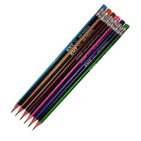 مداد مشکی کی ام تی با درجه سختی HB مدل سه گوشه طرح رنگین بسته 6 عددی