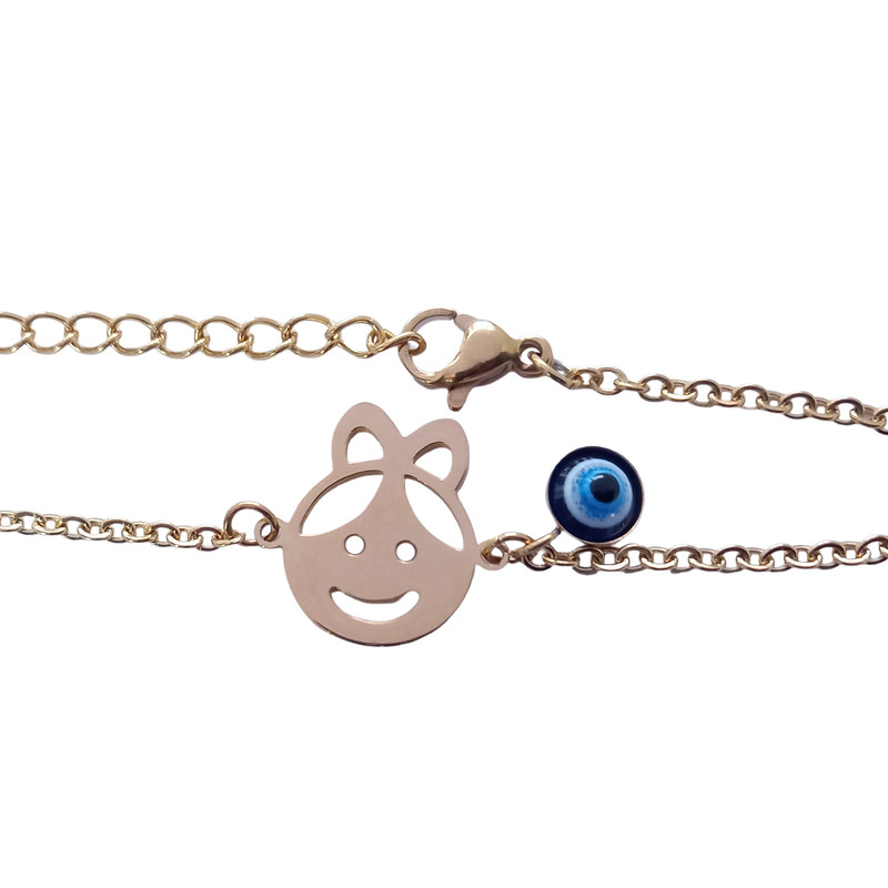 دستبند دخترانه مدل لبخند و چشم نظر دستبند دخترانه مدل لبخند و چشم نظر