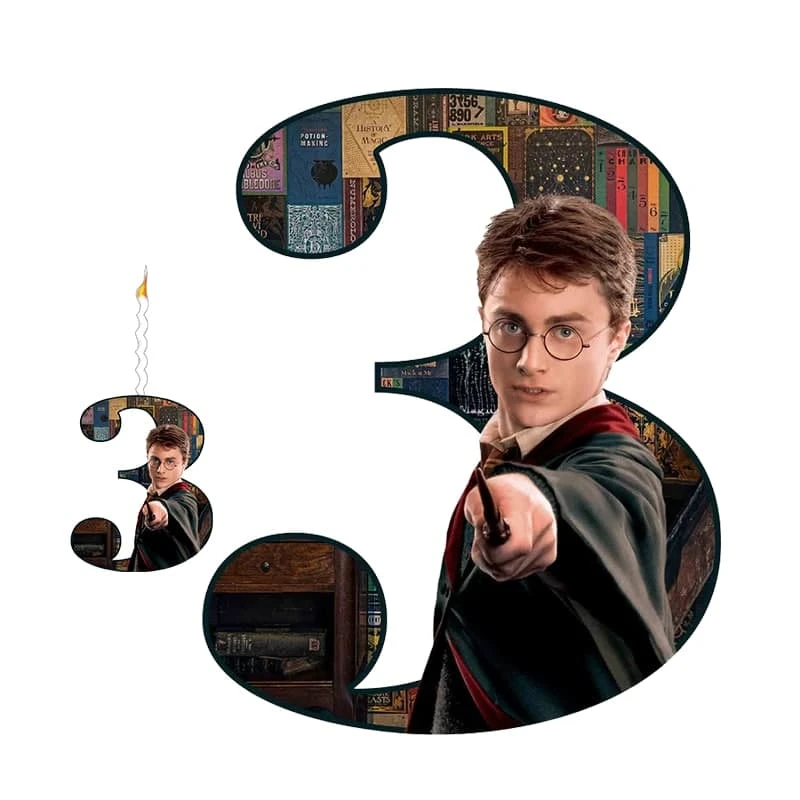 استند تولد مدل عدد 3 طرح هری پاتر به همراه شمع