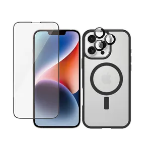 Ultimate Shield Magsafe BRD RngFl Cover Suitable for Apple iPhone 15 Pro Max Mobile Phone with lens protector and screen protector