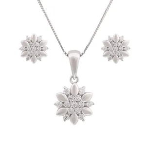 نیم ست نقره زنانه مدل گل کد M3128