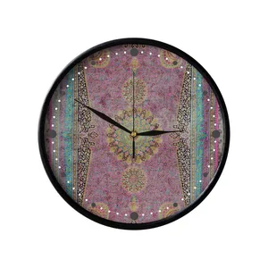 ساعت دیواری مدوپد طرح قالی قم لچک و ترنج گلدانی مدل C-Ghom120