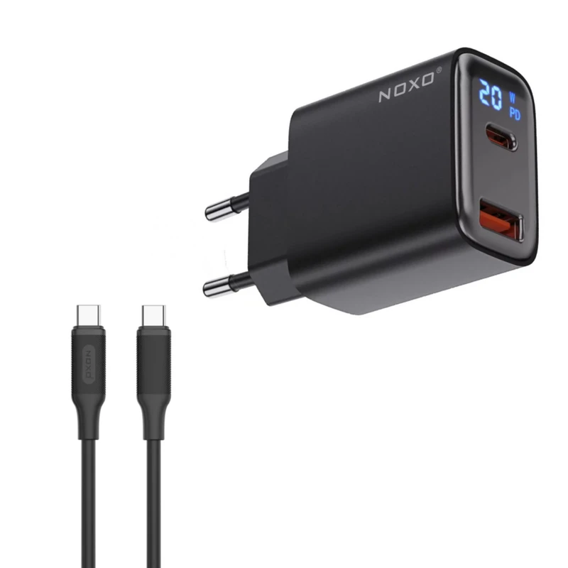شارژر دیواری 20 وات دو پورت نوکسو مدل CHN-6 به همراه کابل USB-C