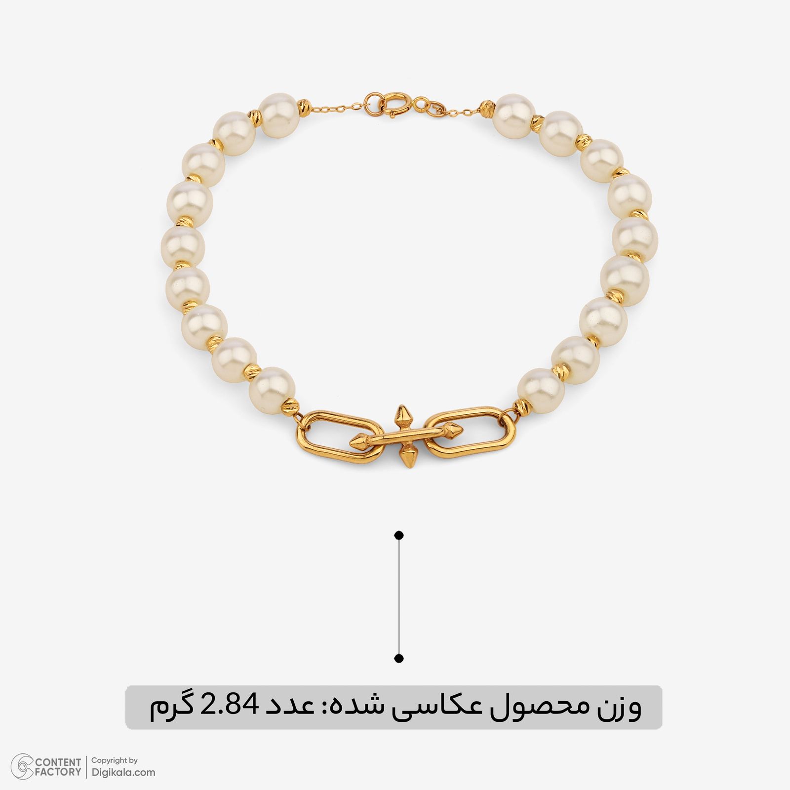 دستبند طلا 18 عیار زنانه با بند مهره‌ای گلدم مدل B445002 -  - 4