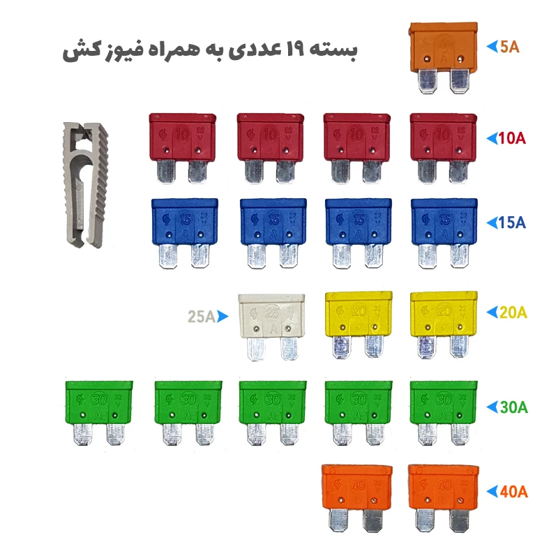 فیوز خودرو ثامن یدک مدل 20-FSMN بسته 19 عددی به همراه فیوز کش عکس شماره 3