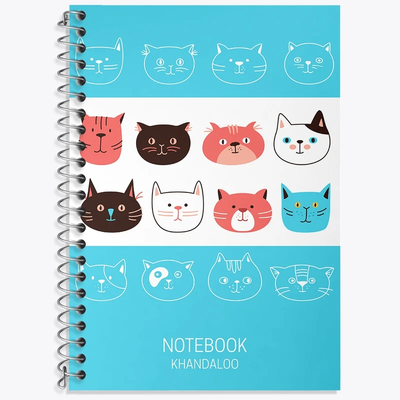 دفتر زبان 50 برگ خندالو مدل دو خط طرح گربه (Cat) کد N688